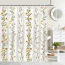 Mocsicka Boho Floral Shower Curtain Green Vines Bohemia Flower Bathroom Shower Curtain Floral Waterproof Fabric Shower Curtain Bathtub Decor with 12 Hooks 72 X 72 Inches