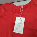CZYINXIAN Womens Summer Casual Short Sleeve Blouse Dressy Round Neck Business Chiffon Tops Shirt(B Red, Medium)