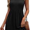 WIHOLL Women's Summer Dress 2026 A-Line Sleeveless Casual Sundress with Pockets Floral/Solid, L