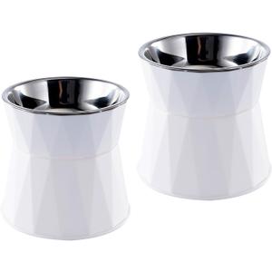 Elevated Cat Bowls for Food and Water 2Pcs, Raised Cat Food Bowls Beneficial for Digestion, Resonable Height, Whisker-Relief, Easy to Clean, 13oz(White)