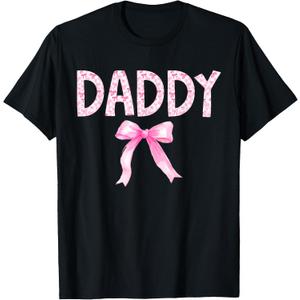 Daddy Birthday Squad Matching Coquette Bow Family Party T-Shirt (Black, XL)