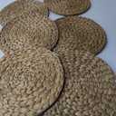 BARIEN Woven Placemats Round Set of 6, Natural Water Hyacinth Weave Placemat for Dining Table, Large Handmade Woven Placemats Heat Resistant Non-Slip (12")
