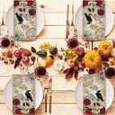 Halloween Guest Napkins Skull Crow Rose 3 Ply Disposable Paper Napkins Vintage Gothic Dinner Guest Hand Towel Napkins for Party Table Decor, 50Pcs