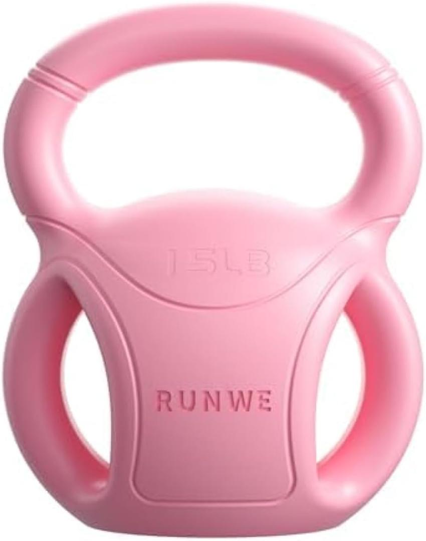 RUNWE 3 Handle Kettlebells Weight - Weight for Women Options 5, 10, 15 and 20 LB for Russian Twists AB Exercise, Weightlifting and Core Fitness Exercise Home Gym [Single in Sold]
