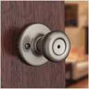 Kwikset Tylo Interior Privacy Door Knob with Lock, Door Handle For Bathroom and Bedroom, Satin Nickel Keyless Turn Lock Doorknob, with Microban Protection