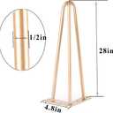 Osring 28 Inch Hairpin Table Legs with 1/2" Dia 3-Rods, Heavy Duty Metal Hairpin Furniture Leg for Coffee Table and Patio Bench, Gold Furniture Feet with Floor Protectors for Home DIY Project, 4