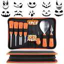 ENVEL Halloween Pumpkin Carving Kit, 7 Pcs Professional Stainless-Steel Pumpkin Tools Set Heavy-Duty Steel Cutting Easily for Art Crafts,Adults Kids