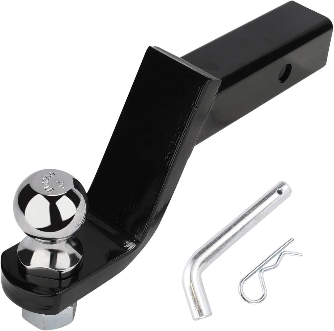 2-Inch Trailer Hitch Ball Mount, Heavy-Duty Steel, 6,000 lbs Capacity, 4" Drop, 2-3/4" Rise, 2" Trailer Ball & 5/8" Hitch Pin Included