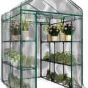 Greenhouse - Walk in Greenhouse with 8 Sturdy Shelves and PVC Cover for Indoor or Outdoor Use - 56 x 56 x 76-Inch Green House by Pure Garden