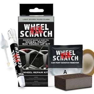 Wheel Scratch Fix Silver Rim Touch Up Paint Kit, Car Wheel Scratch Repair Kit, Wheel Touch Up Paint Pen, curb rim repair kit, curb rash repair Kit, Universal Rim Alloy Wheel Paint Color Black, Silver, Gray (Light Silver)
