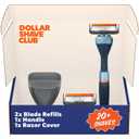 Dollar Shave Club | The Guest Pass Shave Set | 2 Extra Close Refill Cartridges, 1 Handle (Blue), 1 Razor Cover, Razors for Men