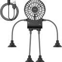 Simfree Portable Fan,Robot Desk Fan with Suckers-Rechargeable Portable Table Fan,3 Speeds Hands Free Fan for Home, Office,Game Room,Car and Outdoor Use-Black
