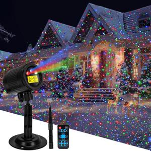 Laser Christmas Projector Lights Outdoor, Outdoor Garden Yard Moving Firefly Landscape Lights Waterproof RGB, Christmas Decorations Light with Remote Control (Black)