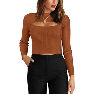 For G and PL Womens Ribbed Knit Cut Out Sweaters Slim Fit Crop Tops S For G and PL Womens Ribbed Knit Cut Out Sweaters Slim Fit Crop Tops S