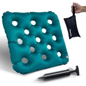 Waffle Cushion for Prolonged Sitting, Wheelchair Seat Pad for Pressure Sore, Pressure Relief Inflatable Seat Cushion for Offices, Cars, Airplanes, and Travel, with Inflatable Pump&Storage Bag