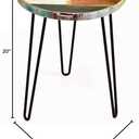 WELLAND Reclaimed Wood Side Table, Round Hairpin Leg End Table, 16" L x 16" W x 20.5" H, Night Stand, Recycled Boat Wood for Living Room, Bedroom, Home Office, Patio