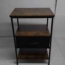 SUPERJARE Nightstand with Charging Station, Bed Side Table with Adjustable Fabric Drawer, Night Stand for Bedroom, 3-Tier Storage End Table, for Living Room, Rustic Brown and Black (M (11.8"D x 15.7"W x 23.4"H), Rustic Brown and Black)