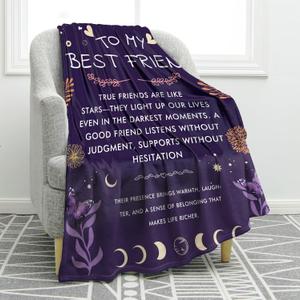 Jekeno Blanket Gifts for Best Friend Women, Best Friend Birthday Gifts, Sister Bestie BFF Soul Friendship Gift Ideas for Women Girls 60"x80"