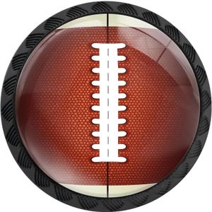 4 Pack Football Cabinet Knobs Round Sport Themed Drawer Pulls Black Dresser Knob Cupboard Door Handles Hardware for Kitchen Bathroom Cabinets