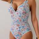 B2prity Women's V Neck One Piece Swimsuit Tummy Control Slimming Bathing Suit Double Straps Crisscross Back Swimwear (XXL)