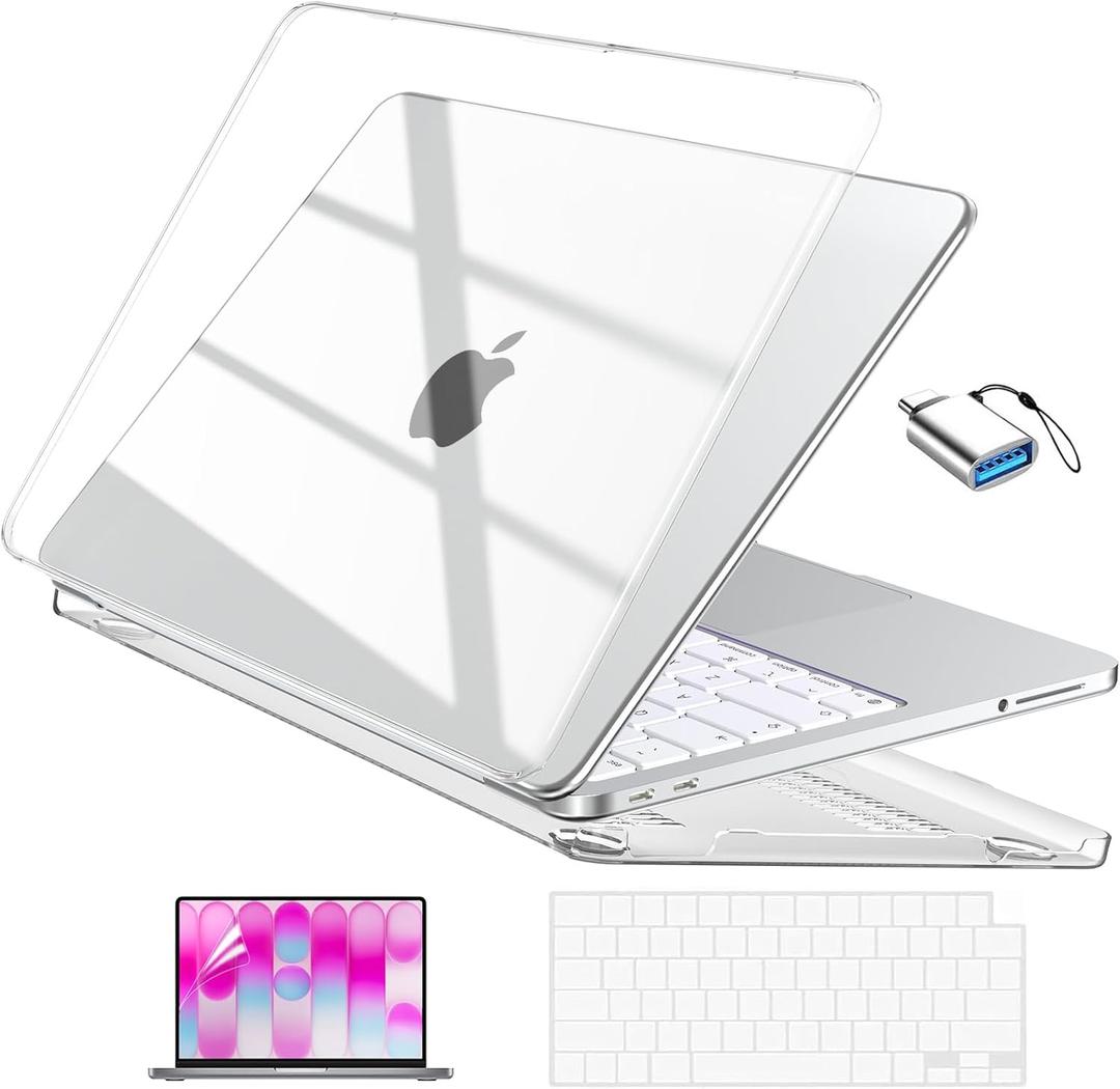 EooCoo for MacBook Neo Case 13 inch 2026 Model A3404 with A18 Pro Chip, Scratch Resistant Protective Hard Shell Case & Keyboard Cover & Screen Film & Type C, Crystal Clear