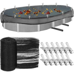 33 X 18 Ft Oval Swimming Pool Leaf Net Cover,Pool Winter Cover Mesh Cover with 12 Pcs Large Metal Clips, Pool Safety Net Fits 15x30 Above Ground Pools, Keeps Leaves Out of Your Pool