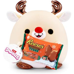 Snackles Christmas Reindeer & Reeses Peanut Butter 14 Inch Plush by ZURU, Ultra Soft Plush, Collectible Plush with Real Licensed Brands, Stuffed Animal, Giftable, Holiday