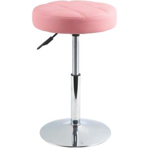 FURWOO Short Round PU Leather Shop Stool - Padded Stool for Salon,SPA,Manicure and Vanity - Small Pink