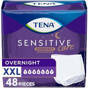TENA Sensitive Care Overnight Incontinence Underwear for Women, Bladder Control and Postpartum, XXL, 48 Count (Waist size 47in-66in) 