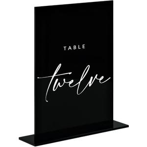 JINMURY 5x7 Inch Black Acrylic blank Sign with Stand | 10 Pack Blank Black Acrylic Table Signs and Base for DIY Wedding Table Numbers, Wedding Signage, Events& Parties