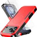 3 x Magnetic for iPhone 17 Pro Max Case [Compatible with MagSafe] [Shockproof] [Heavy Duty Protection] Pocket-Friendly & Tough Non-Slip Protective Phone Cover for iPhone 17 promax 6.9", Red