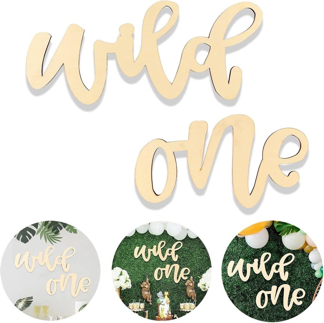 Wild One Wooden Sign - 1st Birthday Boys or Girls Cutout Wooden Letters Home Decor Wall Display Photo Booth Props, First Birthday Milestone Baby Shower Decor