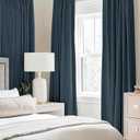 MIULEE 100% Blackout Linen Curtains for Bedroom 52x54 Inches Navy | Room Darkening, Light Blocking, Thermal Insulated, Grommet Top, Linen Textured, Window Curtains for Living Room, 2 Panels