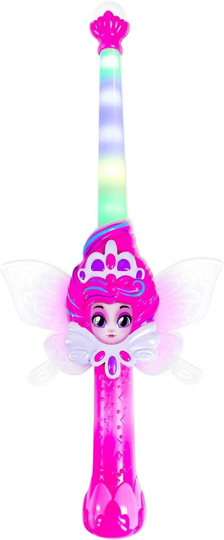 Magic Pink Fairy Wand with Fern  Interactive Light-Up Wand with Color Screen, Fairy Wings & 60+ Spells and Animations  Ages 4+