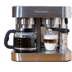 Combination Stainless Steel Espresso + Coffee Maker, 10 cups