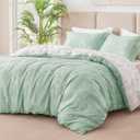 Love's cabin Sage Green Comforter Set Queen - Queen Size Comforter Set, 3 Pieces Cute Floral Bedding Sets for All Seasons,1 Soft Reversible Botanical Flowers Comforter and 2 Pillow Shams (Queen (90"x90"), 01 - Sage Green)