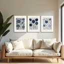 3pcs Framed Canvas Print Blue Floral Botanical Wall Art Vintage Hydrangea Crocus Dianthus Flower Poster Floral Gallery Picture For Bedroom Living Room Decor 16x24 Inches Ready To Hang