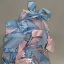 NatNarr 2 Pcs Gender Reveal Party Decor, Pink and Blue Garland Banner Satin Ribbon Party Decorations Pre-Strung Bow Decor Banner for Baby Shower Wedding Birthday Parties