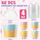 Jingmore 40 Count Paper Ice Cream Cups with Clear Dome Lids Disposable Dessert Cups Bulk Dessert Bowls Sundae Containers for Snack Yogurt Soup Birthday Ice Cream Party Supplies (4 oz)
