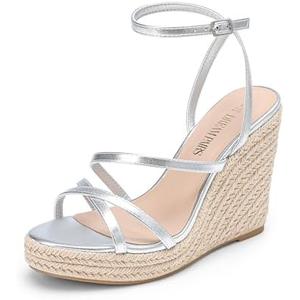 DREAM PAIRS Strappy Espadrille Platform Wedge Sandals for Women Dressy Summer, Comfortable Open Toe Sandals with Cushioned Insole and Ankle Strap Buckle, 9.5