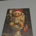 Funny Gingerbread Christmas Bathroom Wall Art Cute Gingerbread Toilet Artwork Vintage Christmas Bathroom Wall Decor for Restroom Washroom 8x10 Inch Canvas Framed