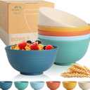 Wheat Straw Bowls, 26 OZ Cereal Bowls Set of 6, Unbreakable Salad and Soup Bowls for Kitchen, Microwave & Dishwasher Safe Bowl Set, Plastic Camping Bowl - Multi