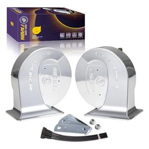 FARBIN Car Horn for Truck 12V Motorcycle Horn Chrome Electric Snail Horns Waterproof Train Horns High Low Tone for Car Motorcycle Truck SUV (Silver)