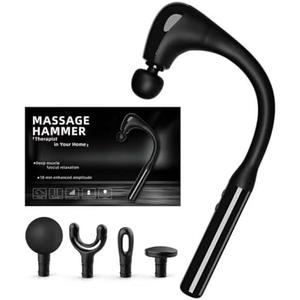 HESUSLA Massage Gun with Upgraded Extension Handle, 10MM Massage Gun Deep Tissue, 4 Massage Heads & 5 Speed Levels Back Massager,Muscles/Neck/Shoulders/Waist/Legs Massager Portable for Pain Relief