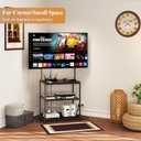 23 Inch to 50 Inch Floor Small Corner TV Stand with Storage Shelves for Living Room Bedroom, Universal Floor Television Stands with Mount, Farmhouse Black TV Table Desk Shelf for Small Spaces