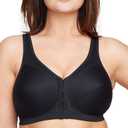 Glamorise Full Figure Plus Size MagicLift Front-Closure Posture Back Bra Wirefree #1265 (46C, Black)