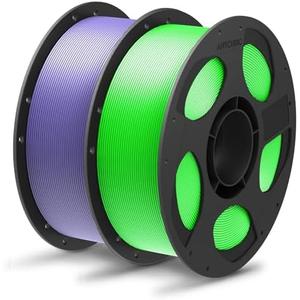 ANYCUBIC PLA+ 3D Printer Filament Bundle, PLA Plus 1.75mm Dimensional Accuracy +/- 0.02mm, Fit Most FDM 3D Printers, 1KG Reusable Spool, 2kg, Purple + Green