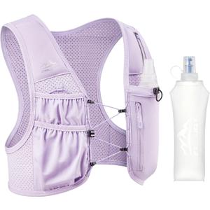 Zelvot Running Vest for Women Men, USA Original Patent, Adjustable Chest Straps Running Hydration Vest with 500ml Soft Flask, Lightweight Reflective Hydration Backpack for Marathon (X-Small-Small, Purple)