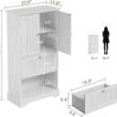 Treocho Bathroom Floor Cabinet, Bathroom Storage Cabinet with Drawers and Adjustable Shelf, Freestanding Cupboard Pantry for Kitchen, Living Room, Dining Room, White