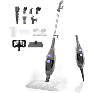 12 in 1 Steam Mop,Detachable Handheld Steam Cleaner for Hardwood Floors, Tile, Carpet, Clothes, Windows & Furniture, Lightweight Floor Steamer with 15S Fast Heat-Up & Adjustable Steam, Grey